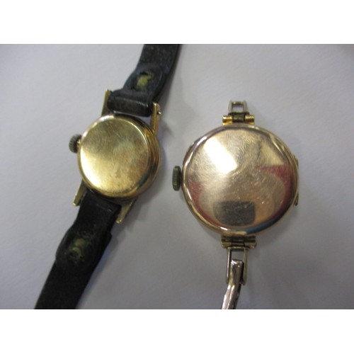 100 - Two 9ct gold cased cocktail watches and a parcel of yellow metal items, all in used condition and so... 