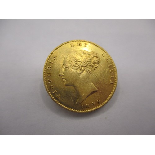 124 - A Victoria young head gold half sovereign dated 1849 in near uncirculated condition, type A2