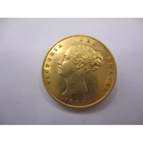 124 - A Victoria young head gold half sovereign dated 1849 in near uncirculated condition, type A2