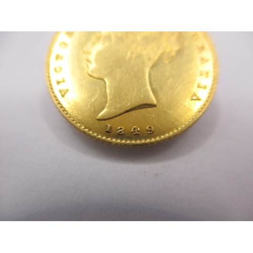 124 - A Victoria young head gold half sovereign dated 1849 in near uncirculated condition, type A2