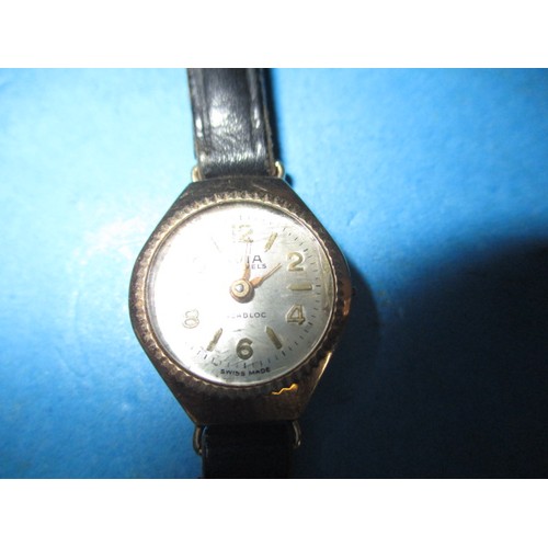 109 - 3 Vintage ladies wrist watches, 2 with 9ct gold cases, the other a boxed Tissot with paperwork, none... 