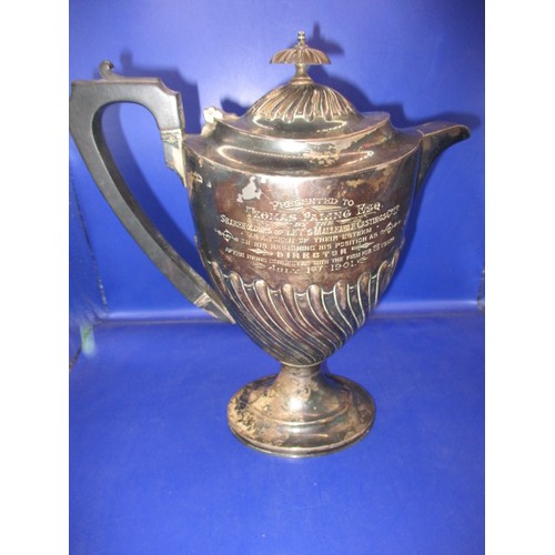 148 - A Victorian sterling silver teapot, approx. gross weight 700g having inscription to retiring directo... 