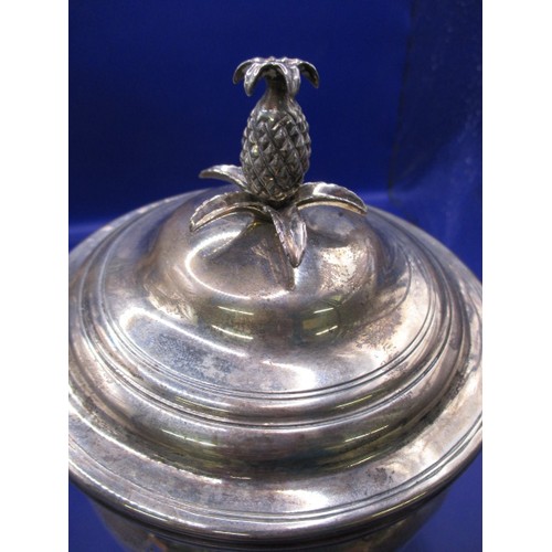 154 - A mid 19th century sterling silver covered urn with pineapple finial, probably a sucrier, and a late... 