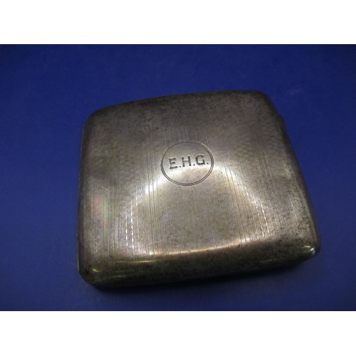 156 - A 19th century silver box a silver cigarette case and a silver backed brush, approx. weight of box a... 