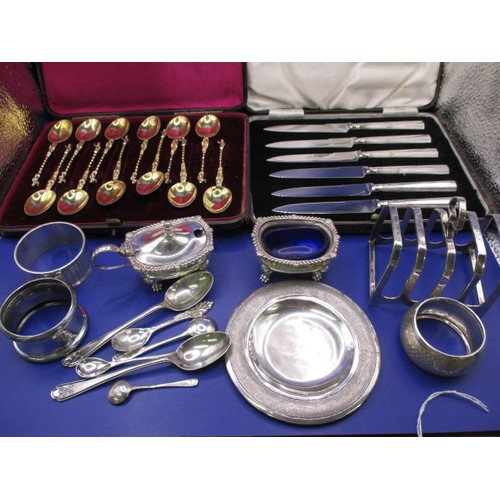 158 - A parcel of silver and white metal items, approx. weight of hallmarked items 265g, all with use-rela... 