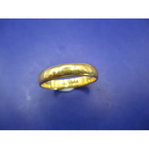 61 - A 22ct yellow gold wedding band, approx. ring size ‘Q’ approx. width 3.75mm approx. weight 3.8g in g... 