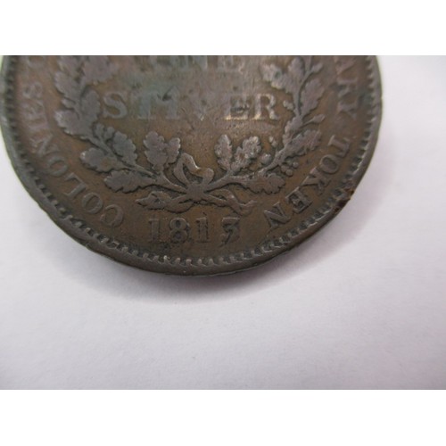 130 - A George III 1797 cartwheel tuppence and an 1813 colonies of essequibo & demerary token, both in cir... 