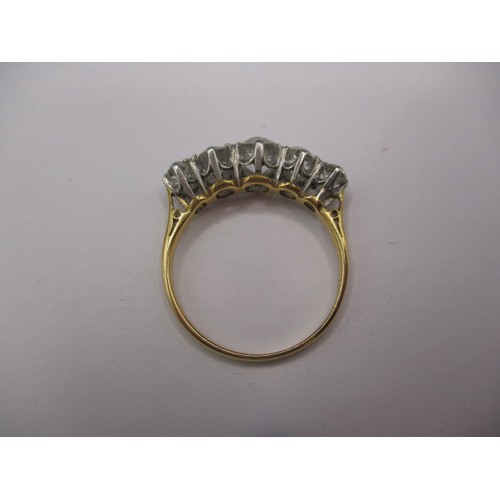 14 - An antique 18ct yellow gold 5 stone diamond ring, approx. diameter of largest stone 5.19mm, approx. ... 