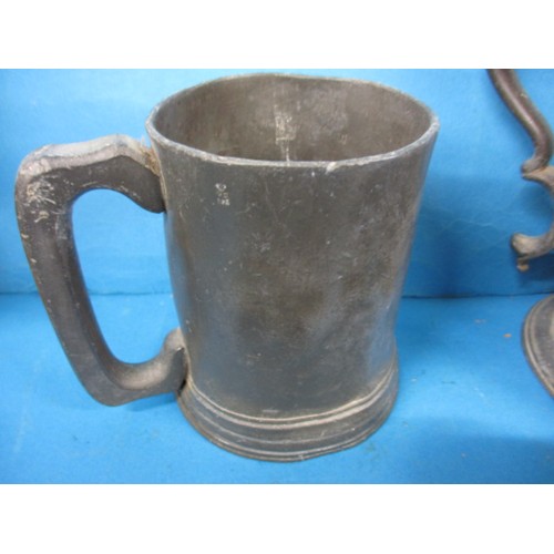 14 - 3 Victorian pewter mugs and other vintage metal wares to include some silver, all in used condition