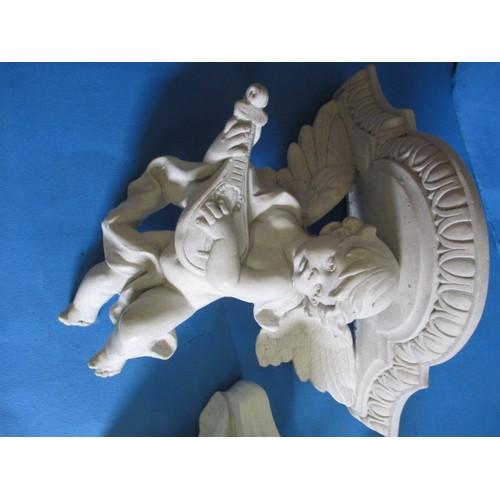 73 - A cherub wall bracket and other matching style items, approx. width of shelf 30cm, in good pre-owned... 