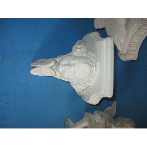 73 - A cherub wall bracket and other matching style items, approx. width of shelf 30cm, in good pre-owned... 