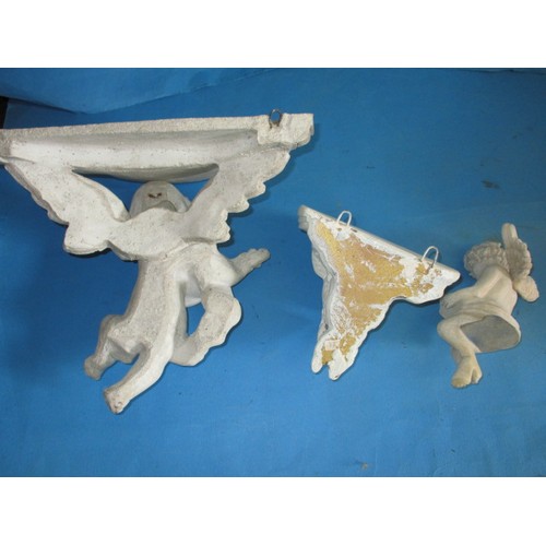 73 - A cherub wall bracket and other matching style items, approx. width of shelf 30cm, in good pre-owned... 