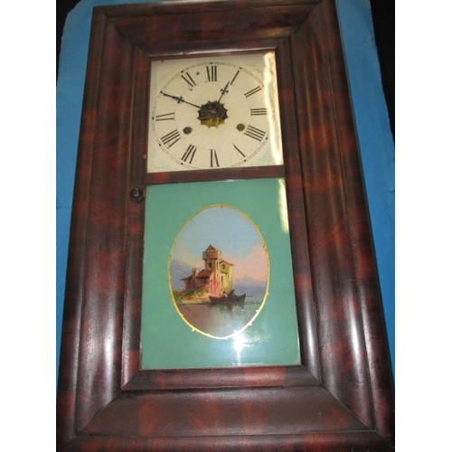 88 - An early 20th century American wall clock by Jerome & Co, in working order but requires a service, h... 