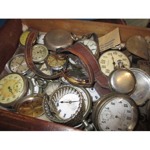 90 - A large quantity of vintage pocket and wrist watches and parts, to include gold and silver cased exa... 