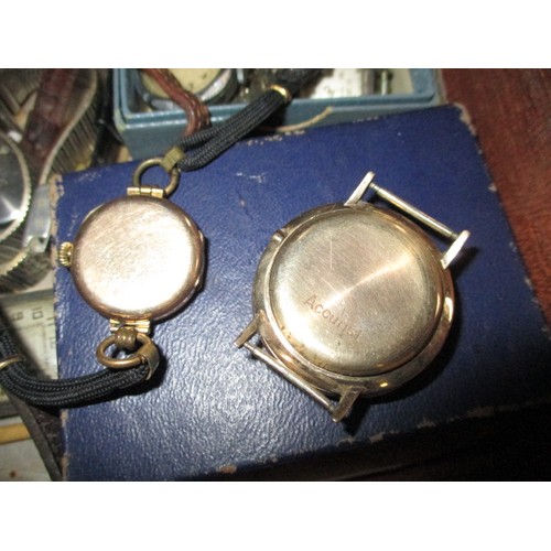 90 - A large quantity of vintage pocket and wrist watches and parts, to include gold and silver cased exa... 