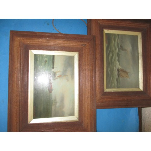 123 - Two vintage seascapes on board, approx. frame size 38x30cm, having general age-related marks