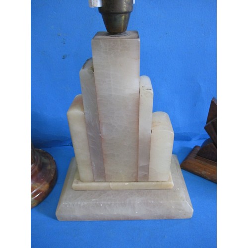 133 - A parcel of vintage Art Deco items to include an alabaster lamp base, all with use-related marks