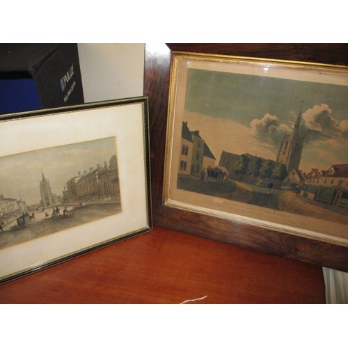 138 - Two framed antique prints of Sudbury, Suffolk church, both in good antique condition, approx. size o... 