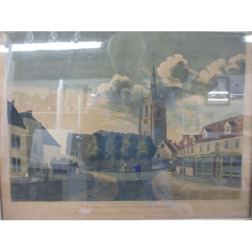 138 - Two framed antique prints of Sudbury, Suffolk church, both in good antique condition, approx. size o... 