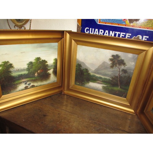 Three original oil on canvas landscape scenes, all signed J Owen, approx. frame size71x62cm all in vintage condition with crazing and minor surface dirt