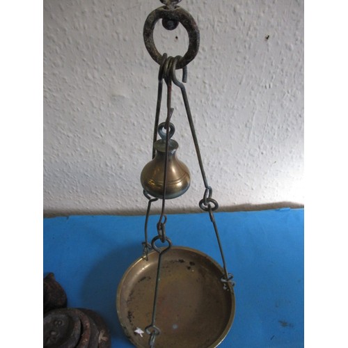 280 - A set of 19th century shop scales, in working order with age-related marks, approx. height 75cm