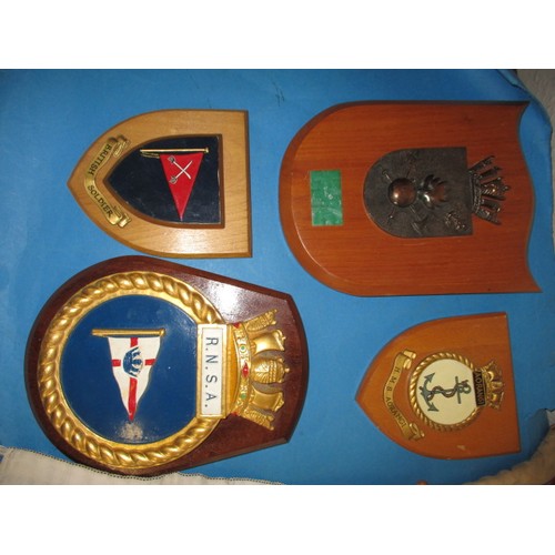 282 - A parcel of military shields and flags, approx. size of flags 90x45cm, all in good used condition