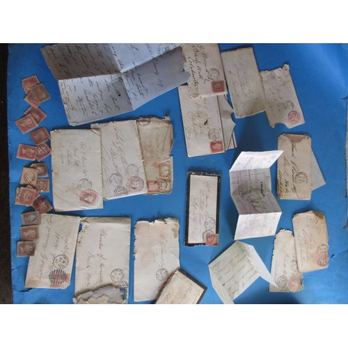 287 - A parcel of 19th century ephemera, mostly hand written letters with penny red stamps, all in well us... 