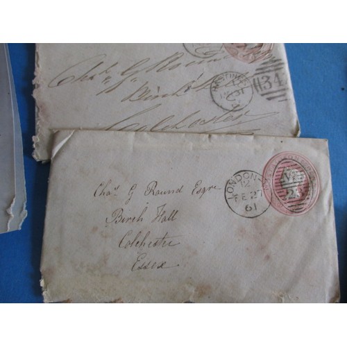 287 - A parcel of 19th century ephemera, mostly hand written letters with penny red stamps, all in well us... 