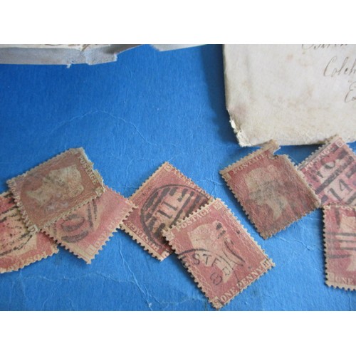 287 - A parcel of 19th century ephemera, mostly hand written letters with penny red stamps, all in well us... 