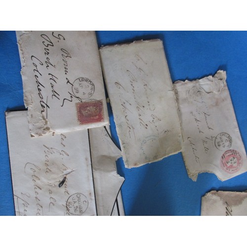 287 - A parcel of 19th century ephemera, mostly hand written letters with penny red stamps, all in well us... 