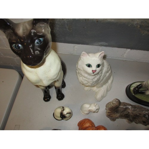 291 - A collection of Beswick ceramic cats, all in pre-owned condition, the cat with mouse has a small nib... 