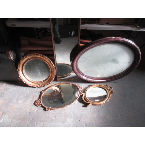 299 - 5 vintage mirrors, various shapes and sizes, all in useable condition