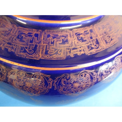 307 - A large Chinese vase, with blue ground and copper gold decoration, approx. height 42cm in good used ... 