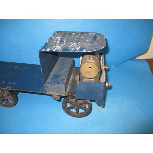 311 - A part model steam truck, having rolling chassis and boiler, scratch built, sold as a project in nee... 