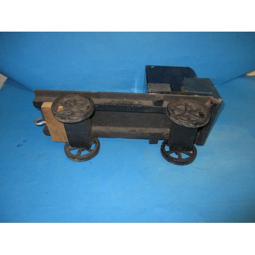 311 - A part model steam truck, having rolling chassis and boiler, scratch built, sold as a project in nee... 