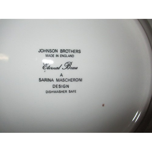 316 - Eternal Beau table wares by Johnson Brothers, a large quantity to include plates glasses and cutlery... 