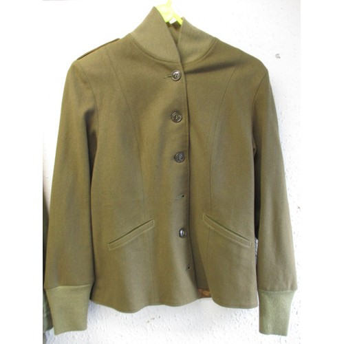 216 - Two WWII women’s M1943 army field jackets one with inner smock, both dated 1943,sizes 10R & 12R, in ... 