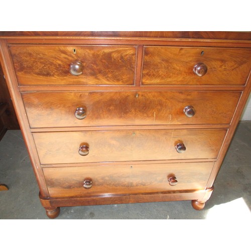 A large 19th century chest of 2 short over 3 long graduated drawers, in good used condition, approx. dimensions height 128cm  depth 48cm, width 120cm