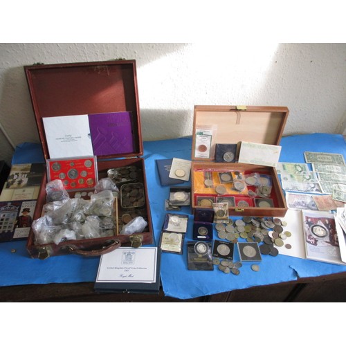 151 - A large quantity of collectors coins and bank notes, to include some silver and proof examples, all ... 