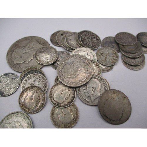 152 - A parcel of pre-decimal silver and part silver coins, approx. gross parcel weight 202g, all in circu... 