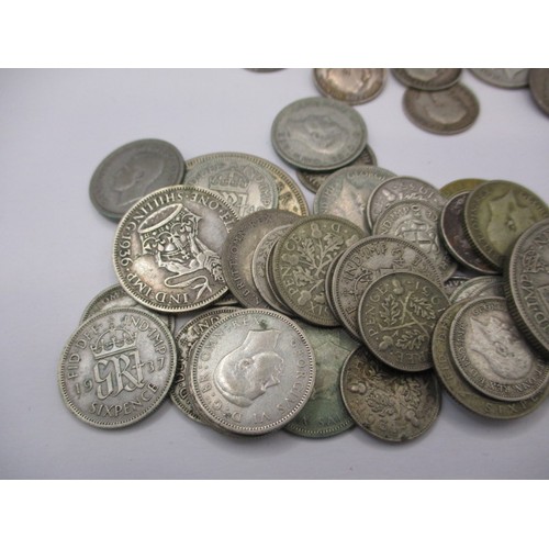 152 - A parcel of pre-decimal silver and part silver coins, approx. gross parcel weight 202g, all in circu... 