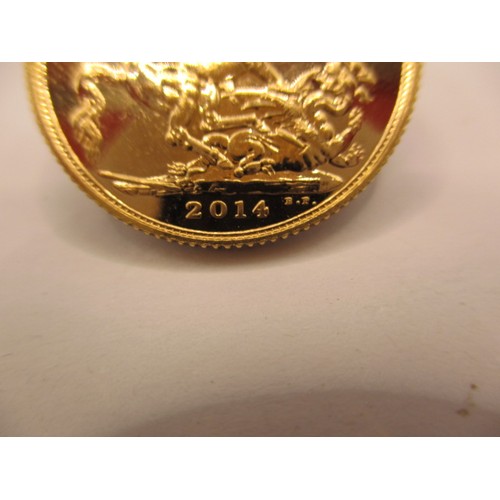 132 - A Queen Elizabeth II full gold sovereign, dated 2014, in near un-circulated condition