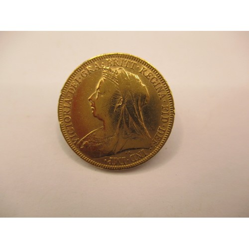 134 - A Victorian full gold sovereign dated 1894, a BV grade coin with reasonable definition of features