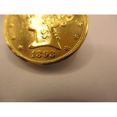 135 - An American gold half eagle dated 1893, approx. weight 8.4g a reasonable grade coin with good defini... 