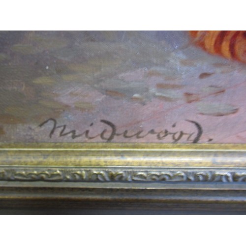 237 - Oil on canvas, domestic scene, signed lower left Midwood (William Henry Midwood 1833-1888?) approx. ... 