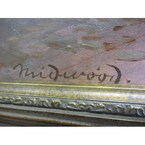 237 - Oil on canvas, domestic scene, signed lower left Midwood (William Henry Midwood 1833-1888?) approx. ... 