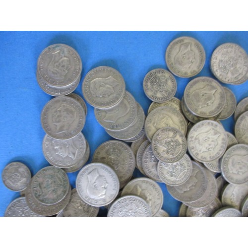 147 - A large quantity of pre-decimal part silver coins, approx. parcel weight 1922g, date range 1920-1946... 