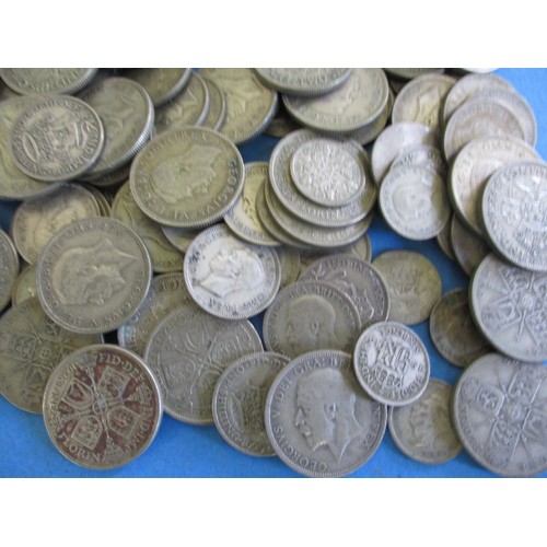 147 - A large quantity of pre-decimal part silver coins, approx. parcel weight 1922g, date range 1920-1946... 