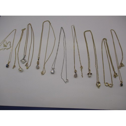 68 - A parcel of gold necklace chains, most on yellow, approx. gross parcel weight 15.1g all in good pre-... 