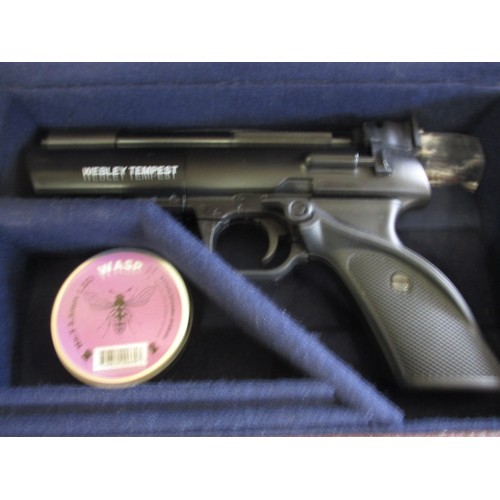 219 - A Webley Tempest Centennial .22 air pistol, in near unused condition in original case and with paper... 